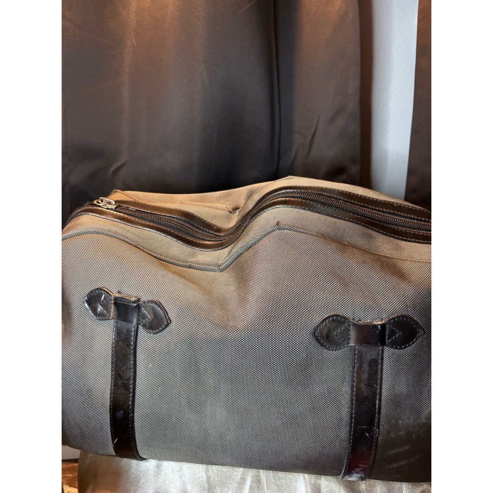 Polo Ralph Lauren Olive Green Ballistic Nylon Leather Trim Duffel Weekender Bag